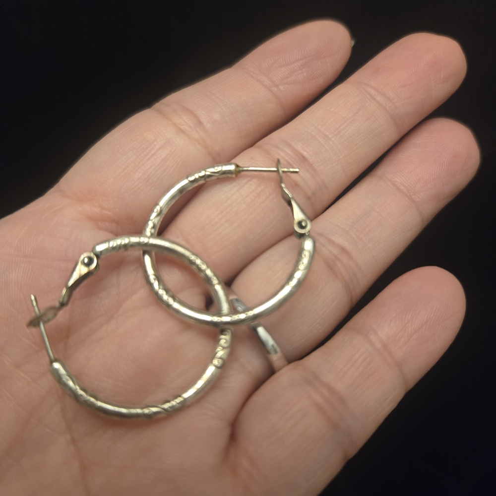 Brighton Silver Textured Hoop Earrings